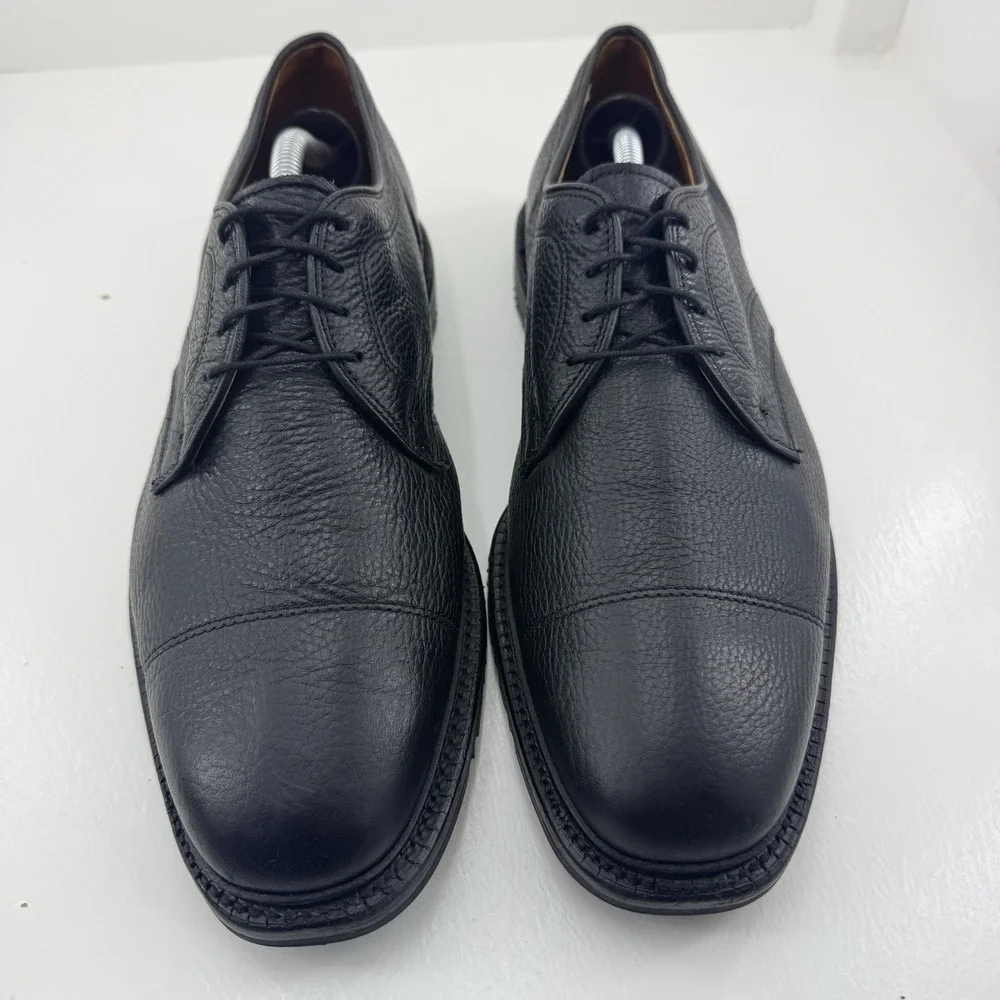 Allen Edmonds Becker Mens 10D Black Pebble Grain Leather Cap Toe Oxford Shoes